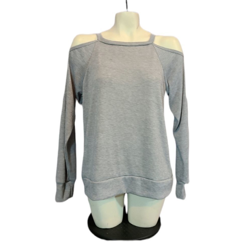 Go Couture Grey Cold Shoulder Top Size Large